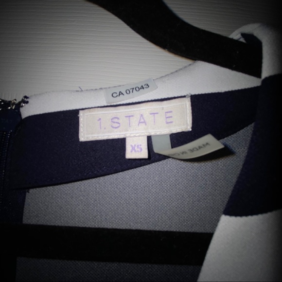 1.STATE Navy Striped Patch Pocket Shift Dress - Picture 5 of 5